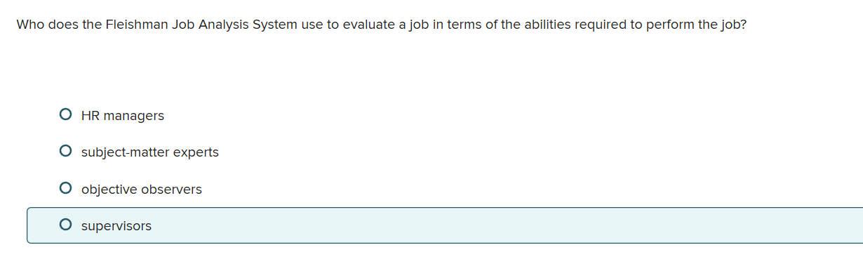 giugh Who does the Fleishman Job Analysis System