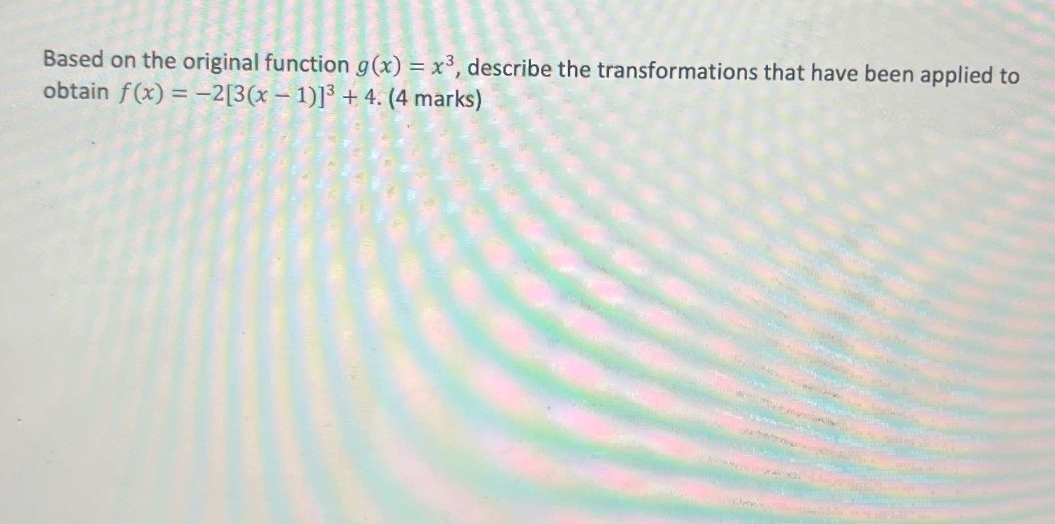 Based on the original function g(x) = x3,