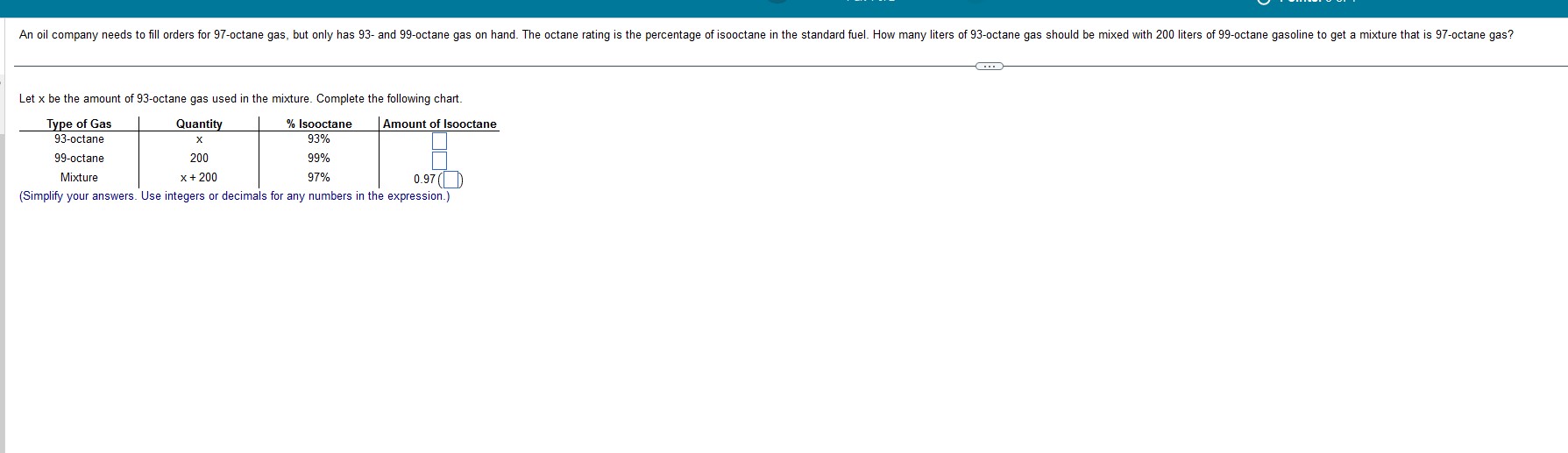 fill chart An oil company needs to fill orders
