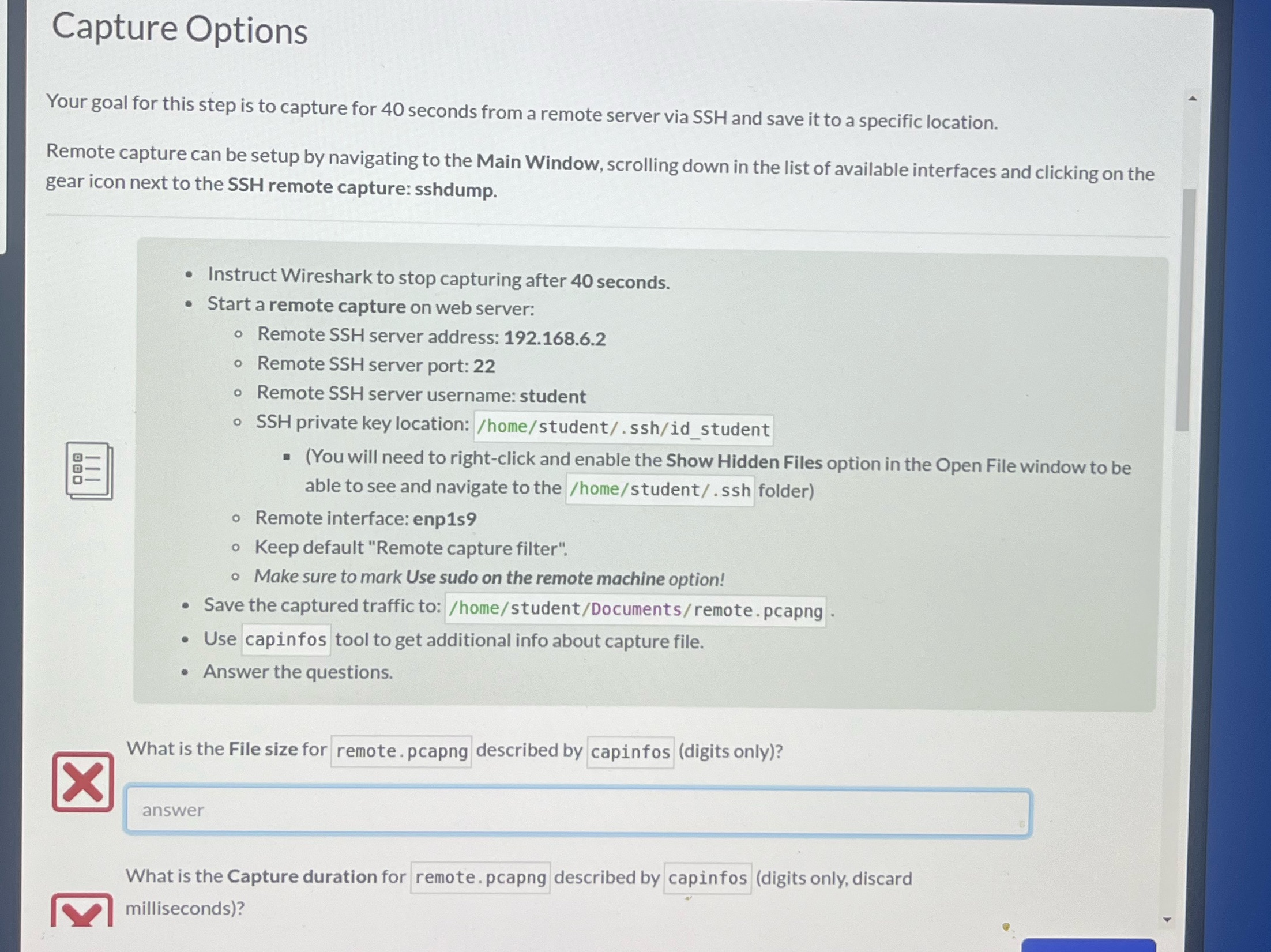 Capture Options Your goal for this step is to