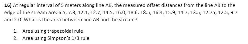 161m regular interval of 5 meters along line AB,