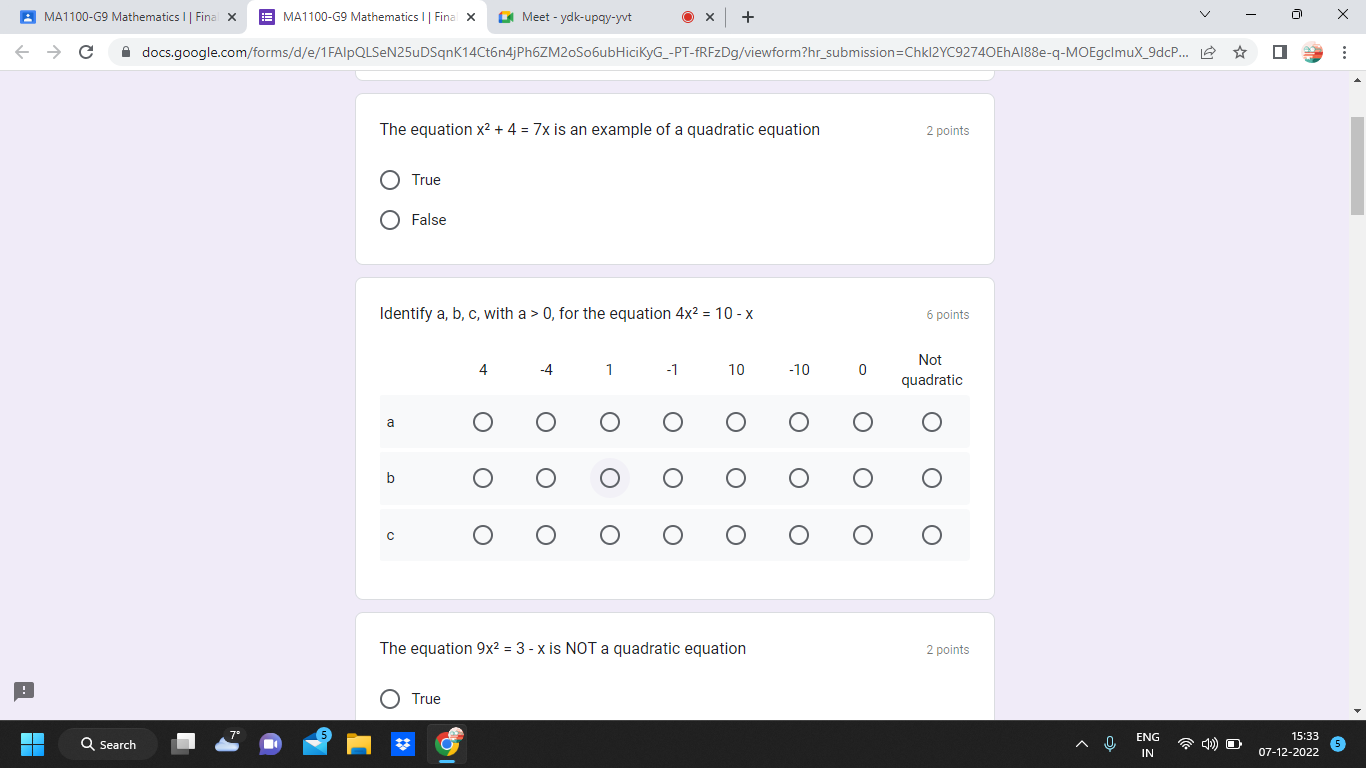 MA1100-G9 Mathematics | | Final X MA1100-G9