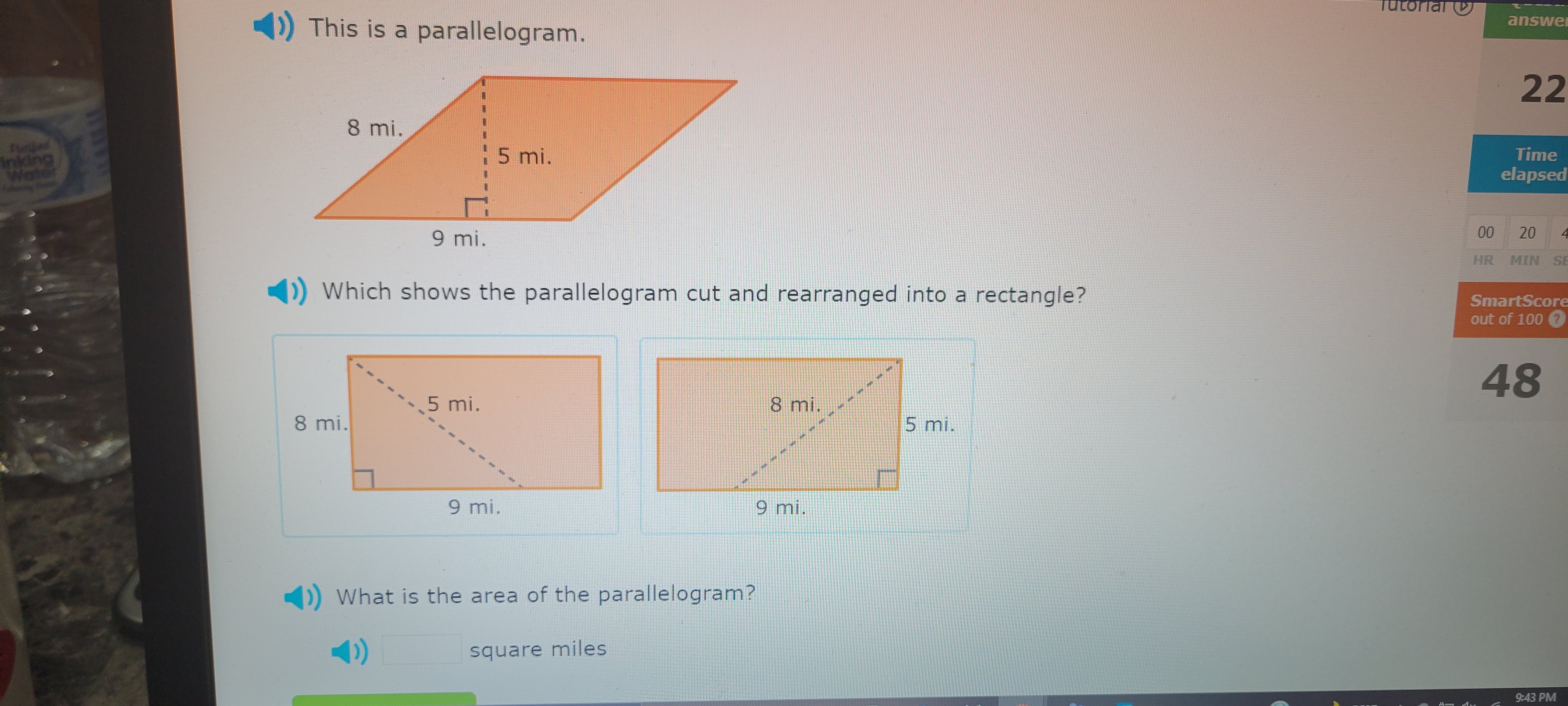answe ()) This is a parallelogram. 22 8 mi. Time