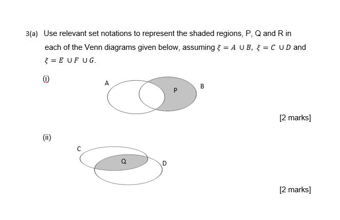 This is a question 3(a) Use relevant set