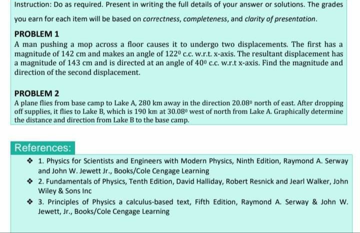 Physics subj. Problem 1and 2 please answer. Show