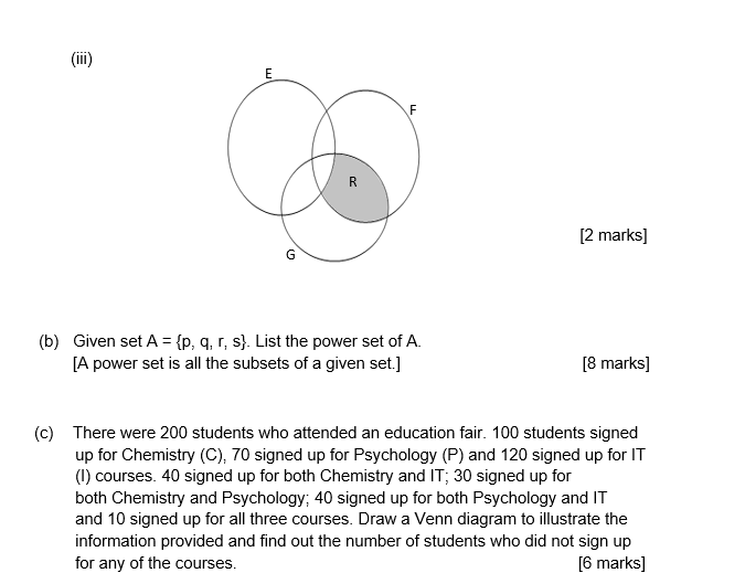 This is a question 3(a) Use relevant set