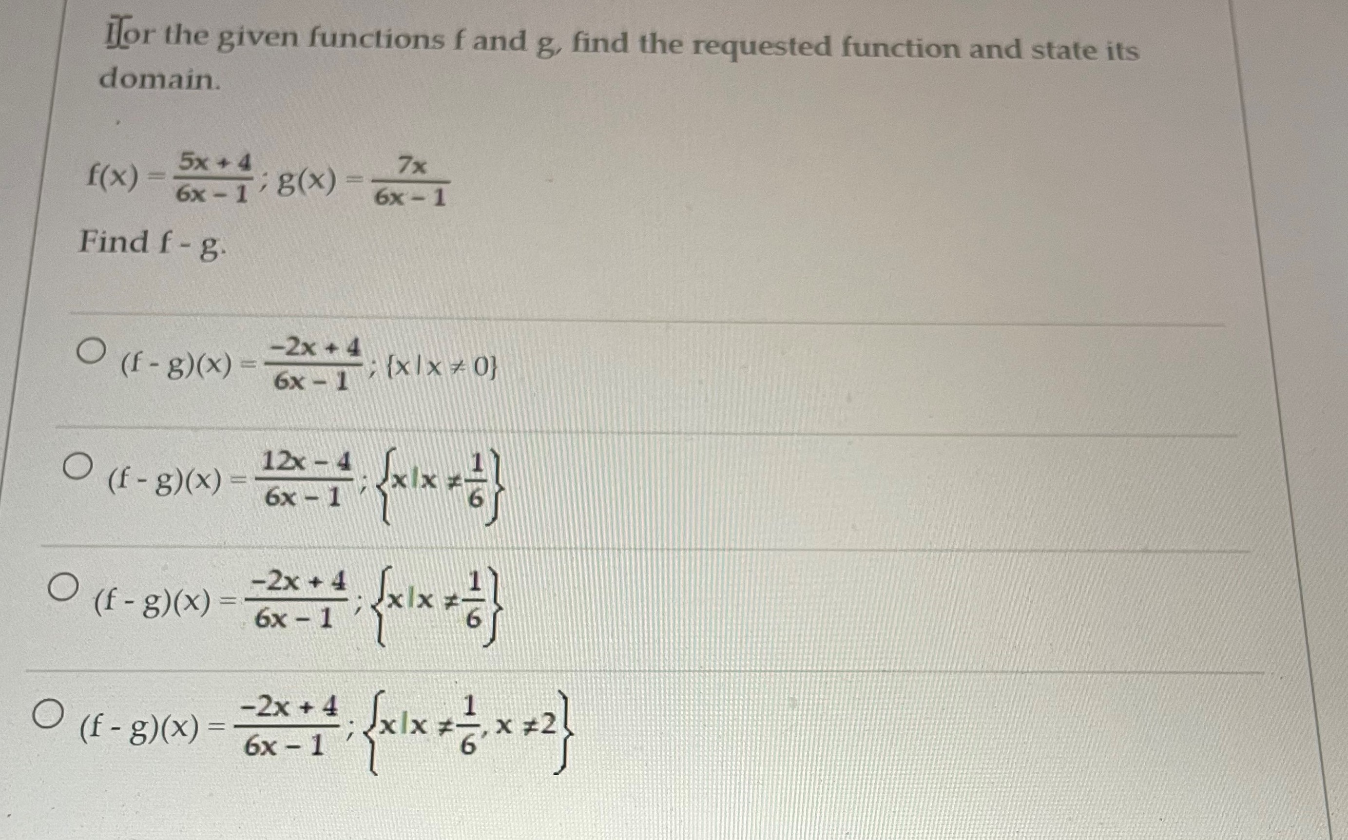 Is C correct ? for the given functions f and g,