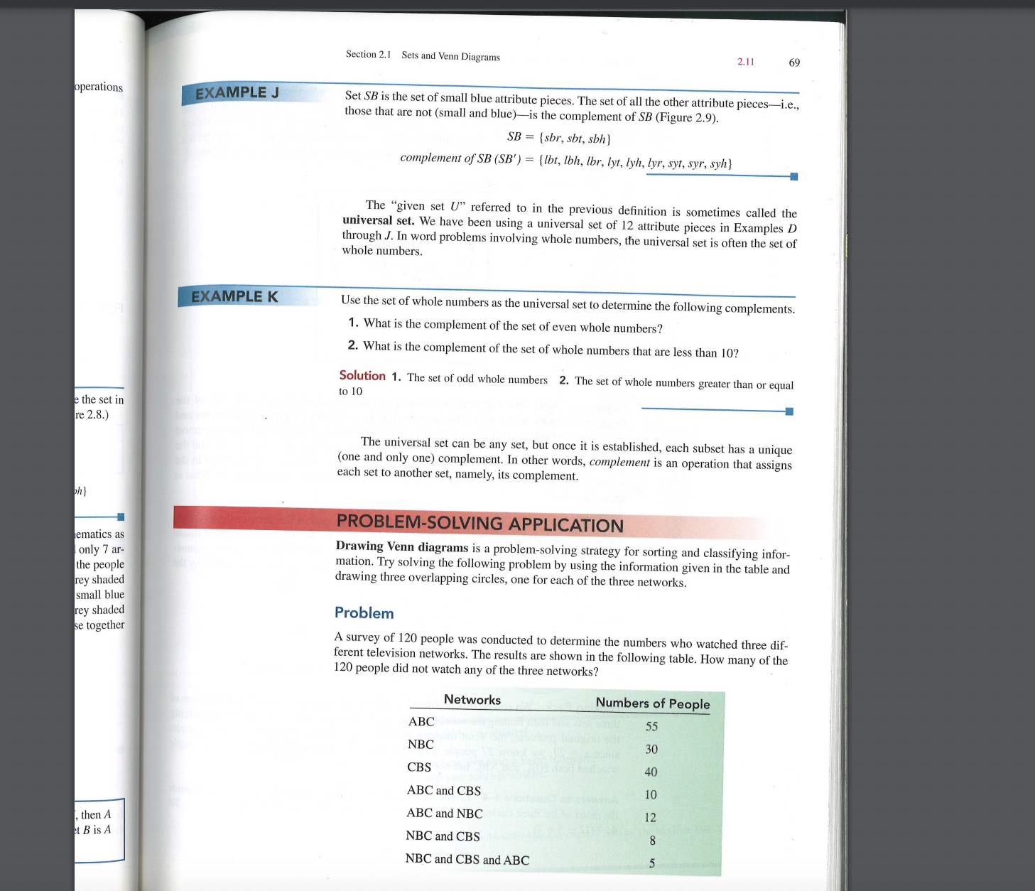 Solve a problem using sets and/or Venn diagrams
