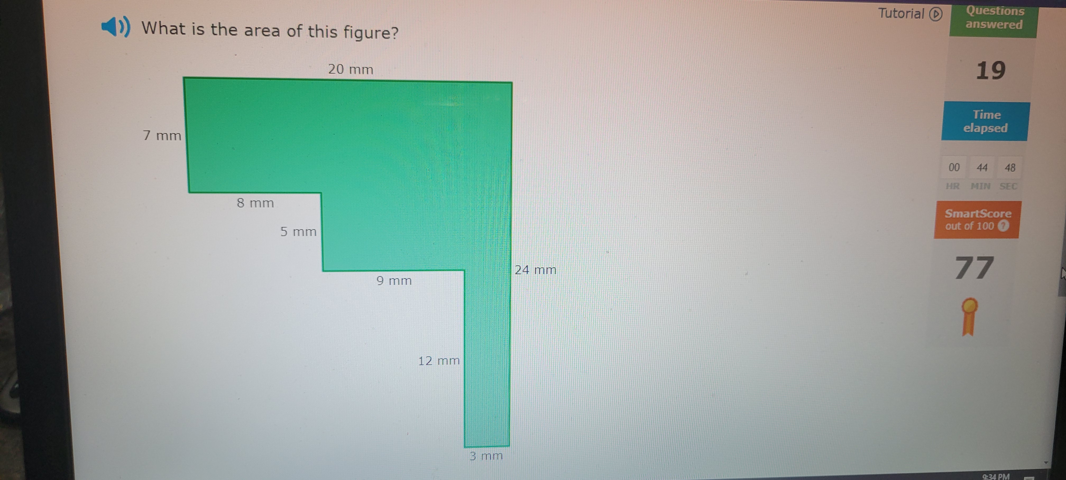 Tutorial Questions answered ()) What is the area