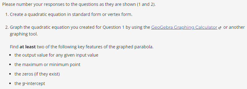 Please number your responses to the questions as
