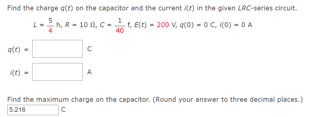 Please help! Thank you! Find the charge on the