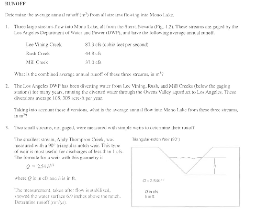 RUNOFF Determine the average annual runoff
