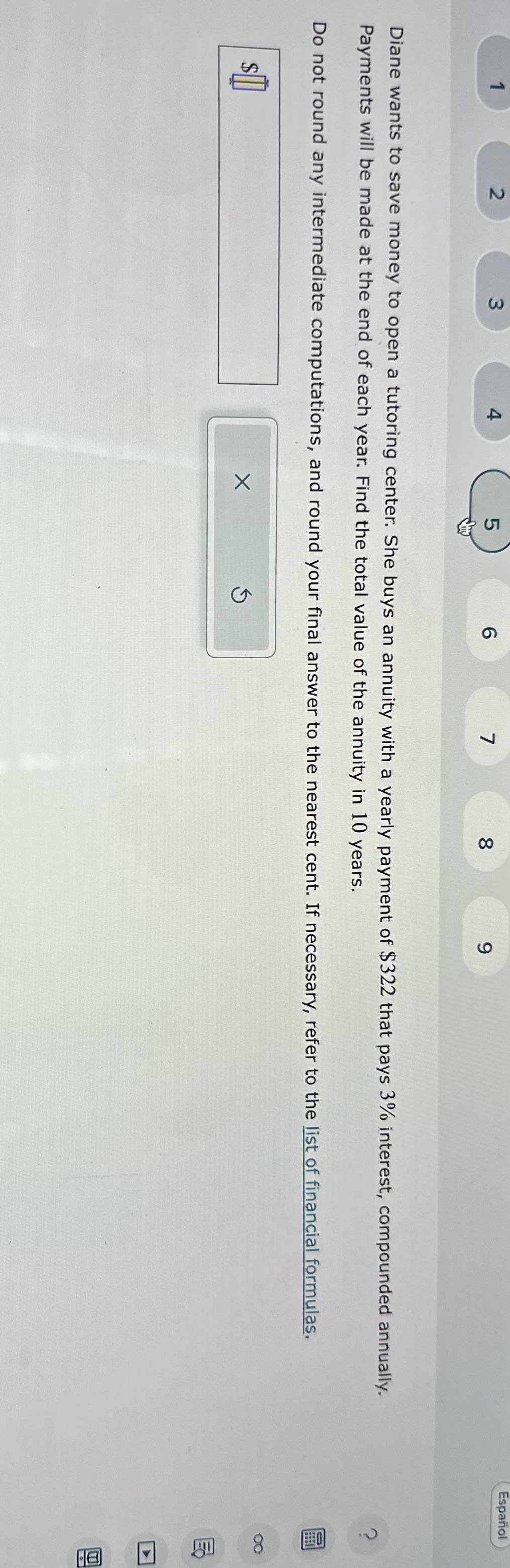 Finance practice 3 Espanol LO Diane wants to save