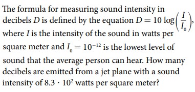 The formula for measuring sound intensity in