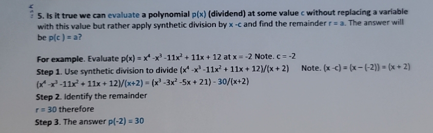 5. Is it true we can evaluate a polynomial p(x)