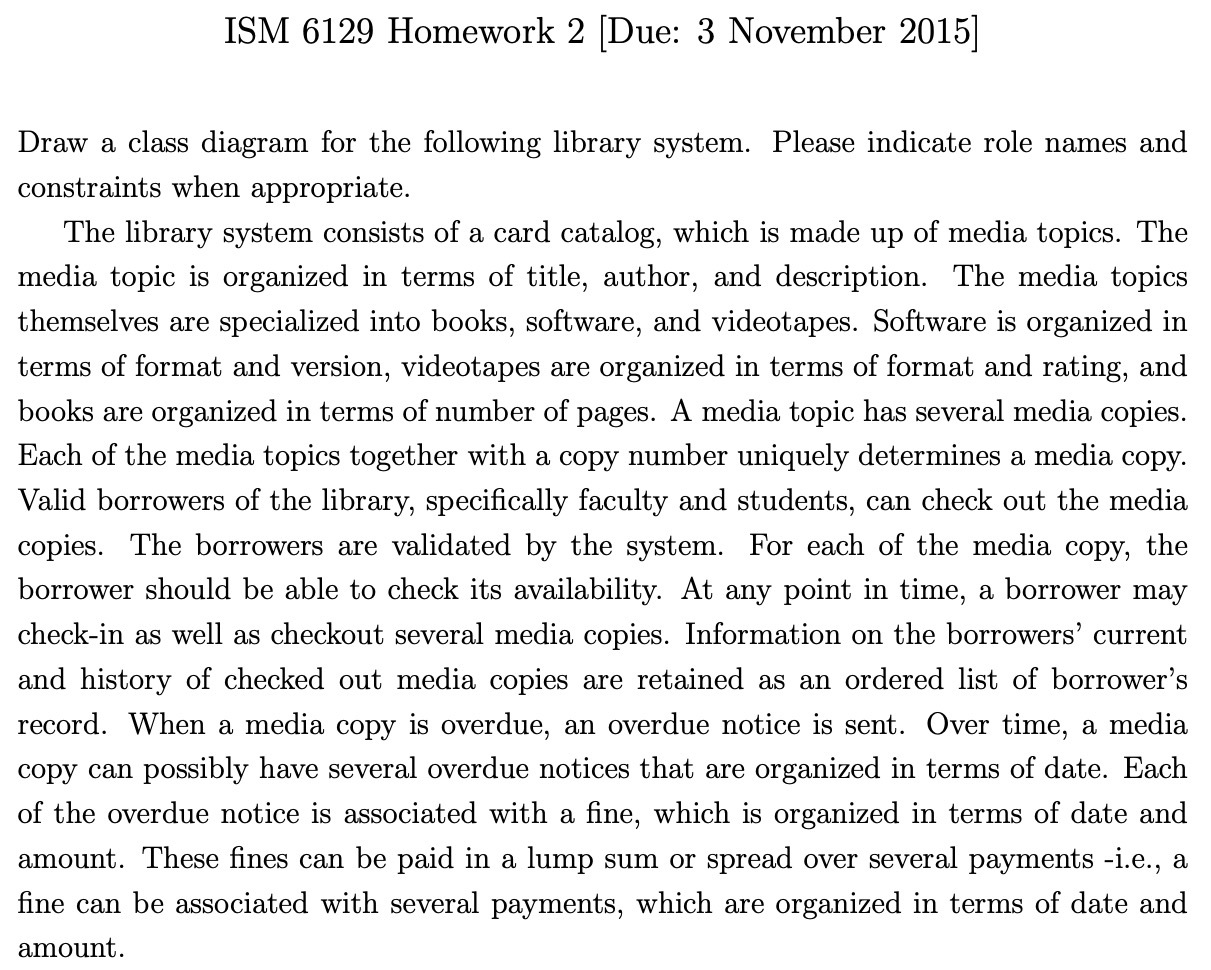 ISM 6129 Homework 2 [Due: 3 November 2015] Draw a