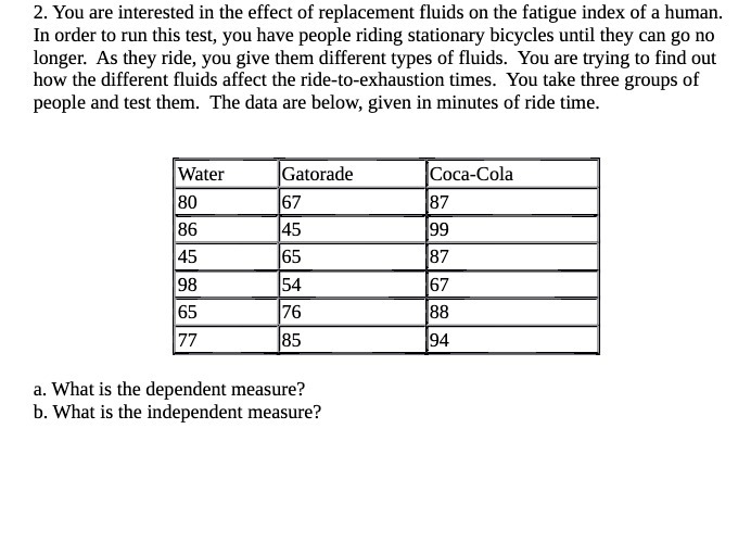 2. You are interested in the effect of