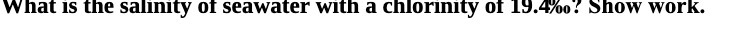 What is the salinity of seawater with a