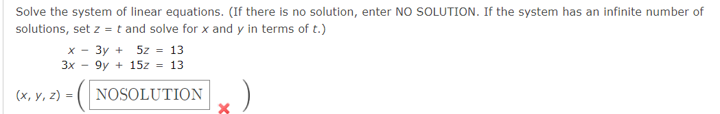 Solve the system of linear equations. (Enter your