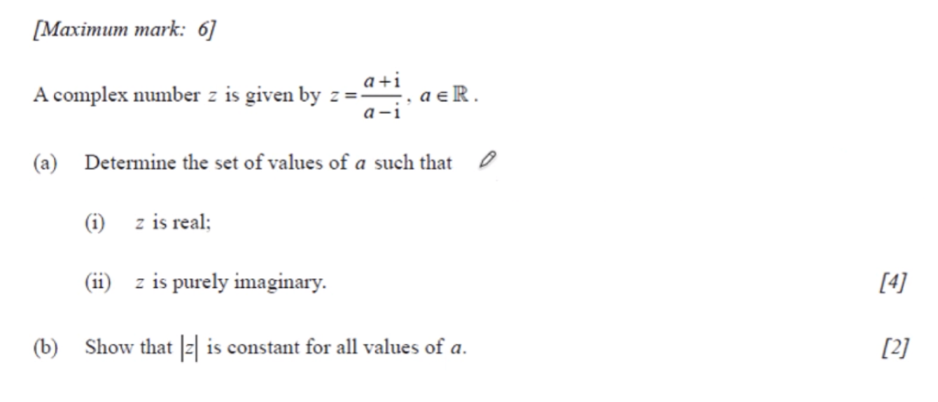 Answer the following question on complex numbers:
