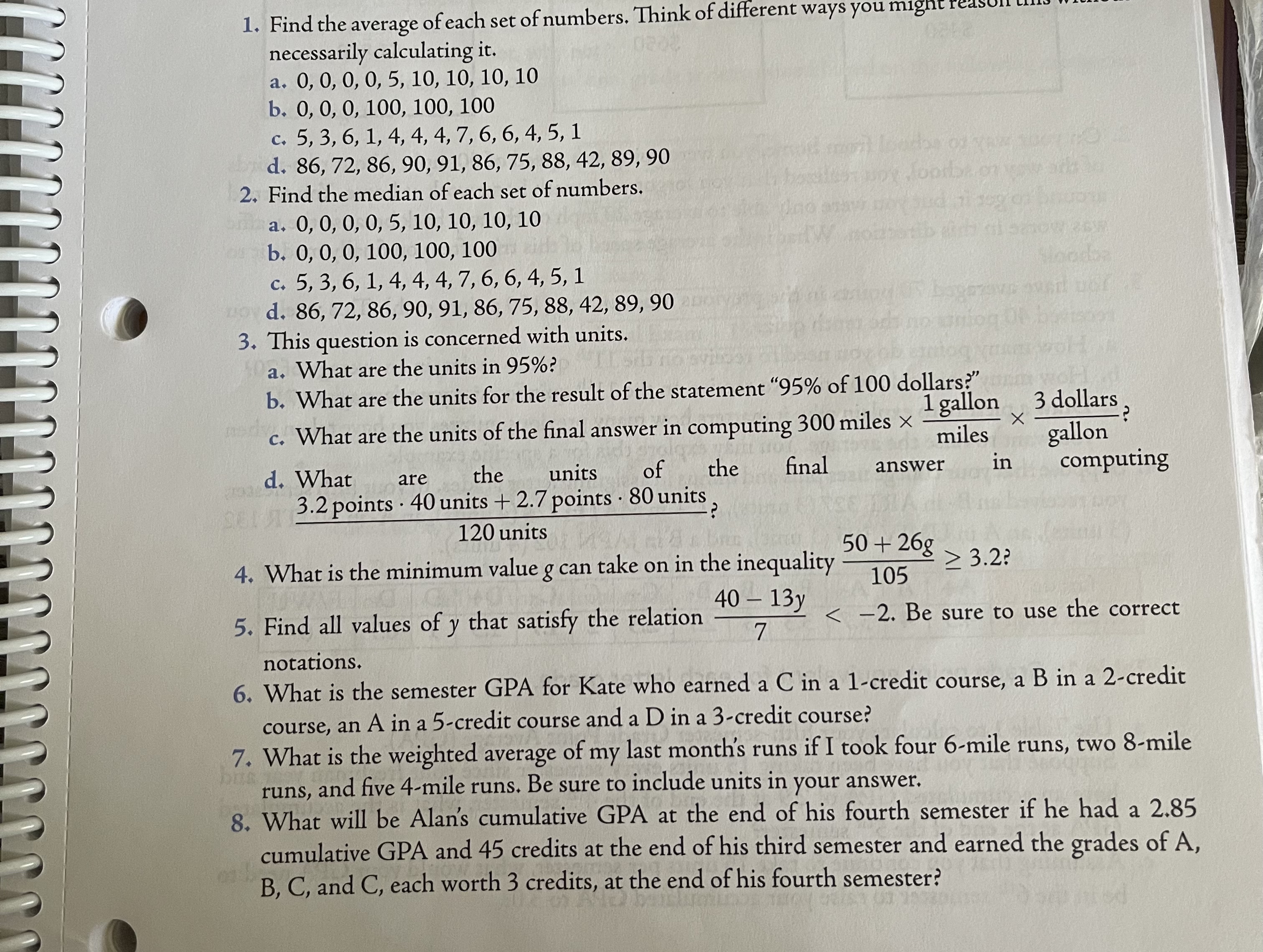 i need help with 1c, 2c, 3,4,6, and 8 1. Find the
