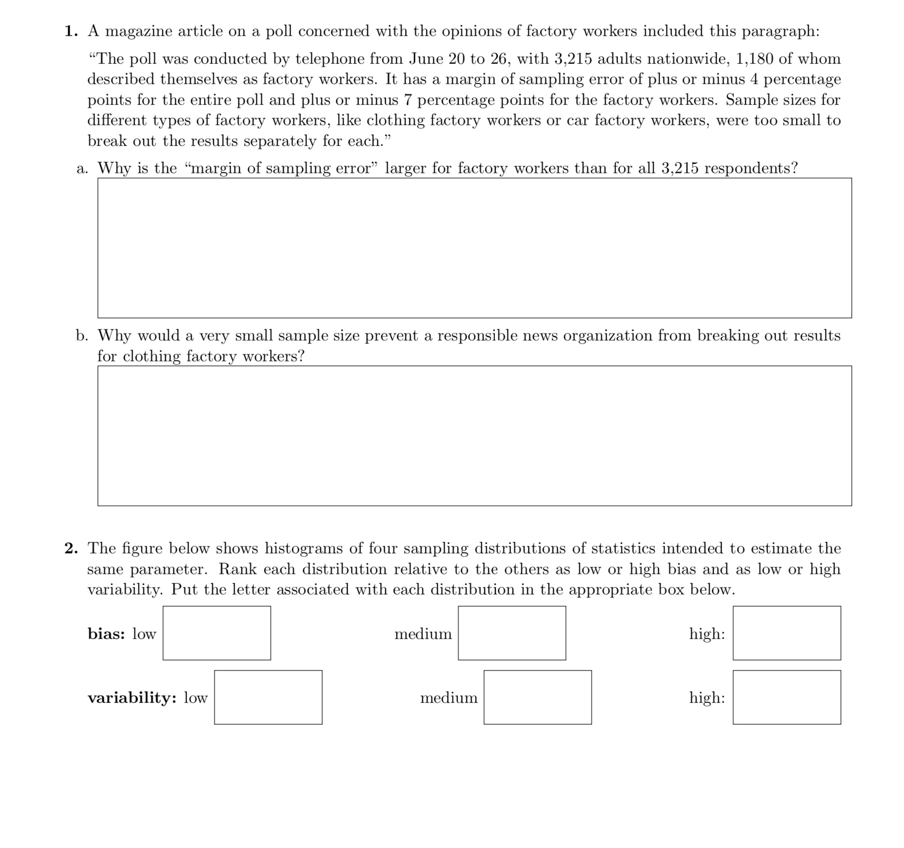 1. A magazine article on a poll concerned with