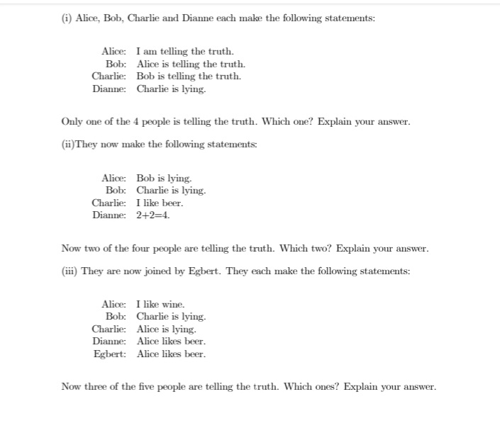 am stuck please I need help (i) Alice, Bob,
