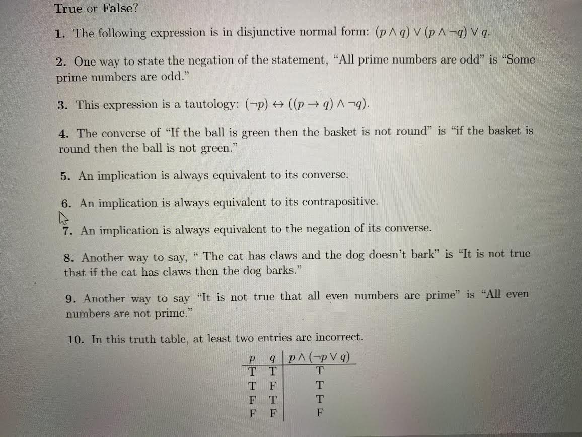Math 125 discrete mat please answer all the