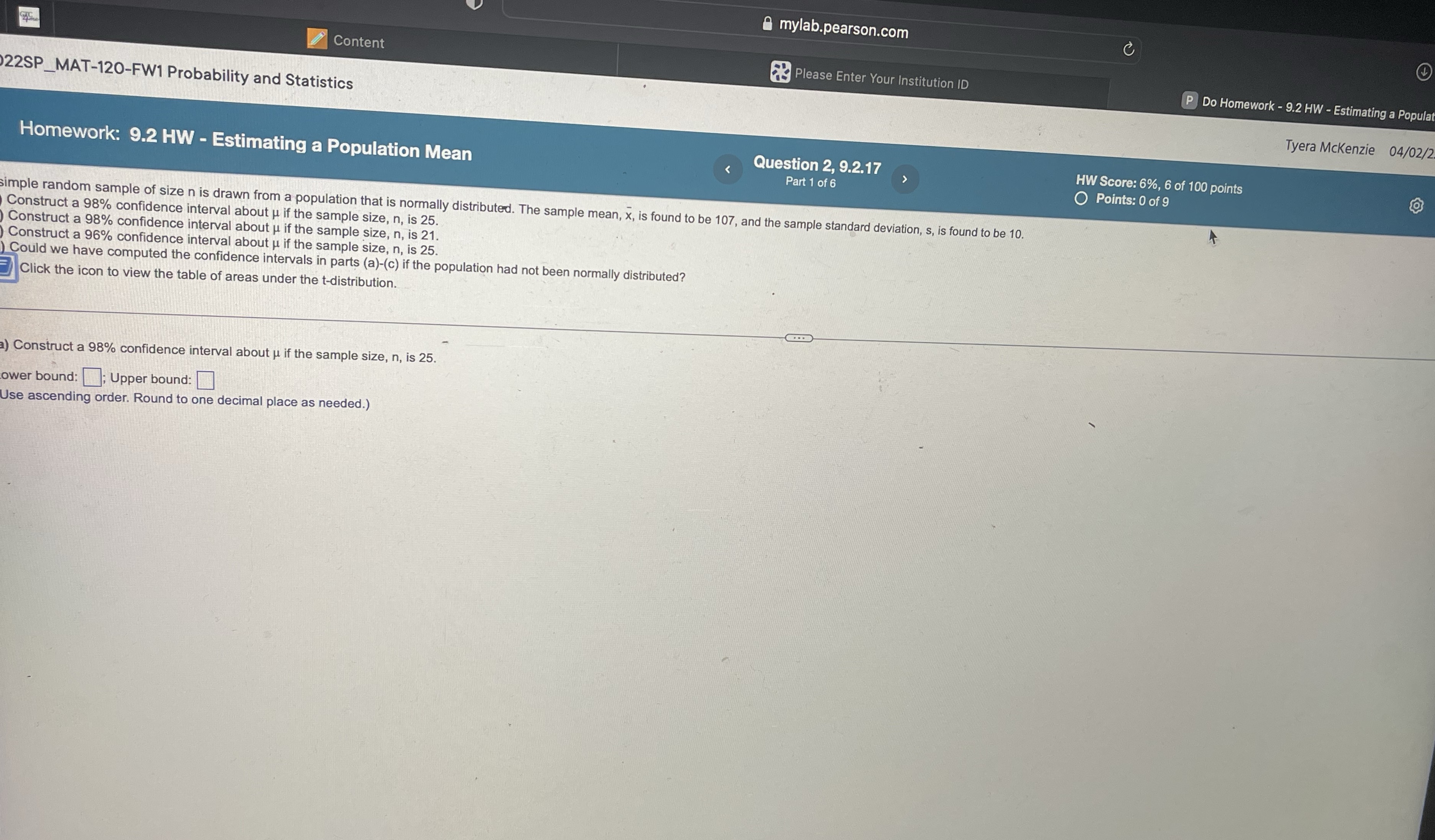 mylab.pearson.com C Content Please Enter Your