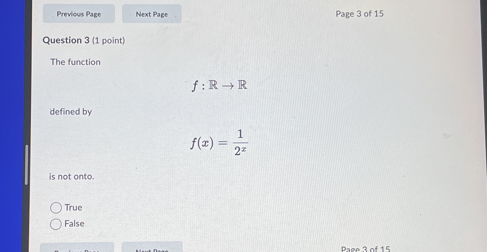 Previous Page Next Page Page 3 of 15 Question 3