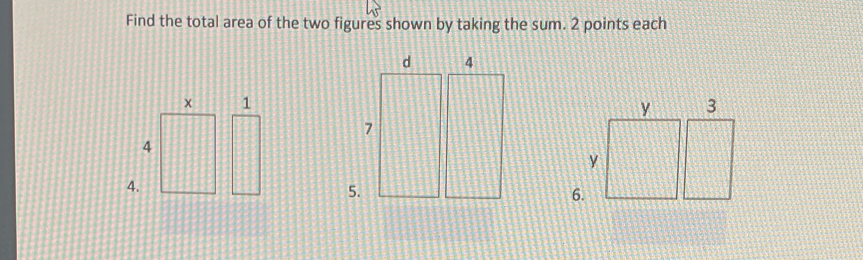 Find the total area of the two figures shown by