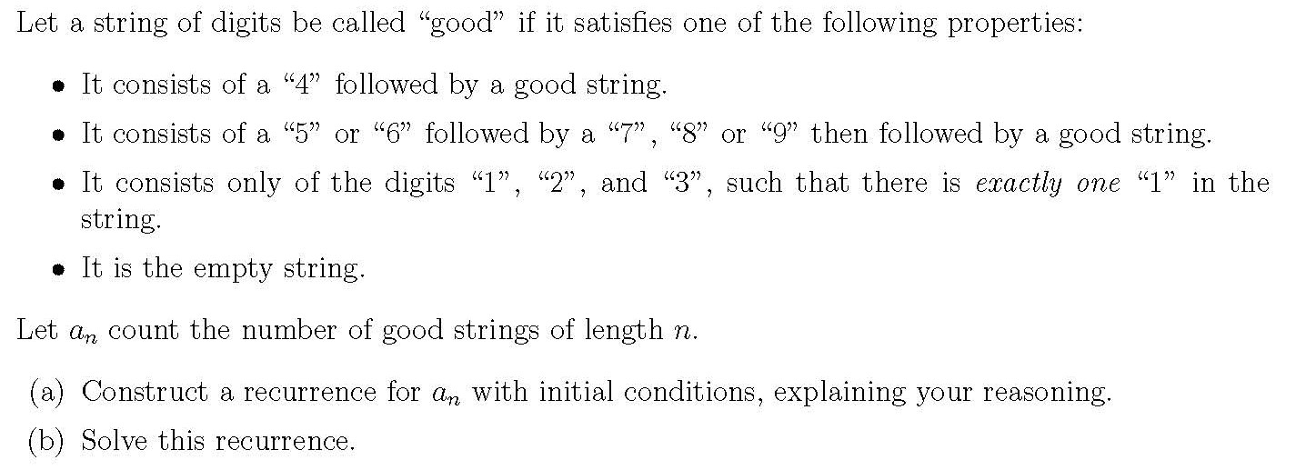 Let a string of digits be called \"good\" if it