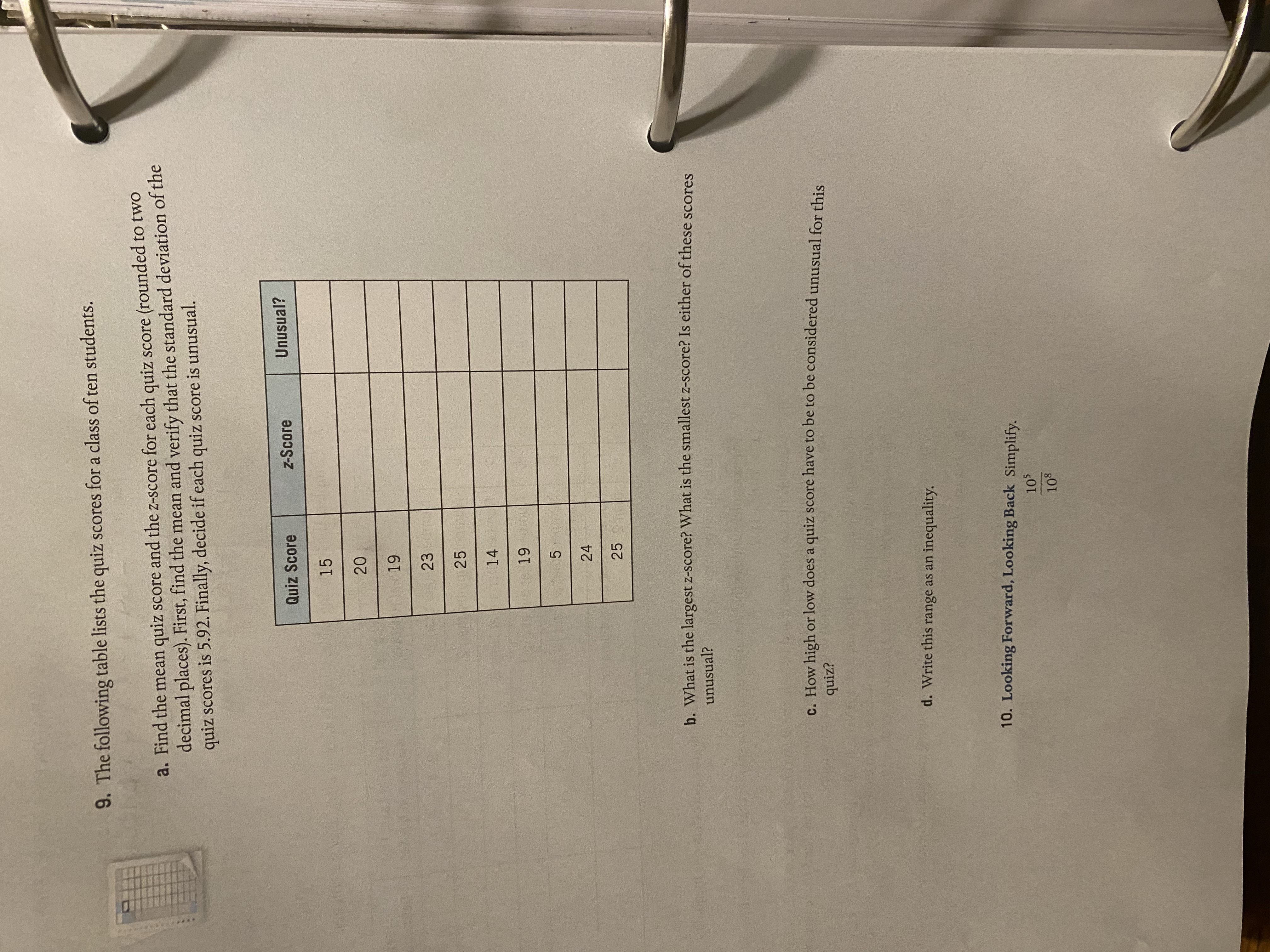 7. Complete the following table, which concerns