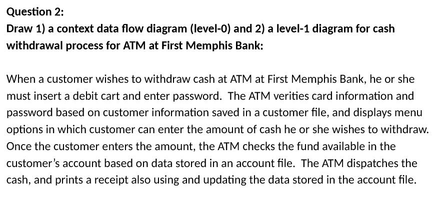 Question 2: Draw 1 ) a context data flow diagram