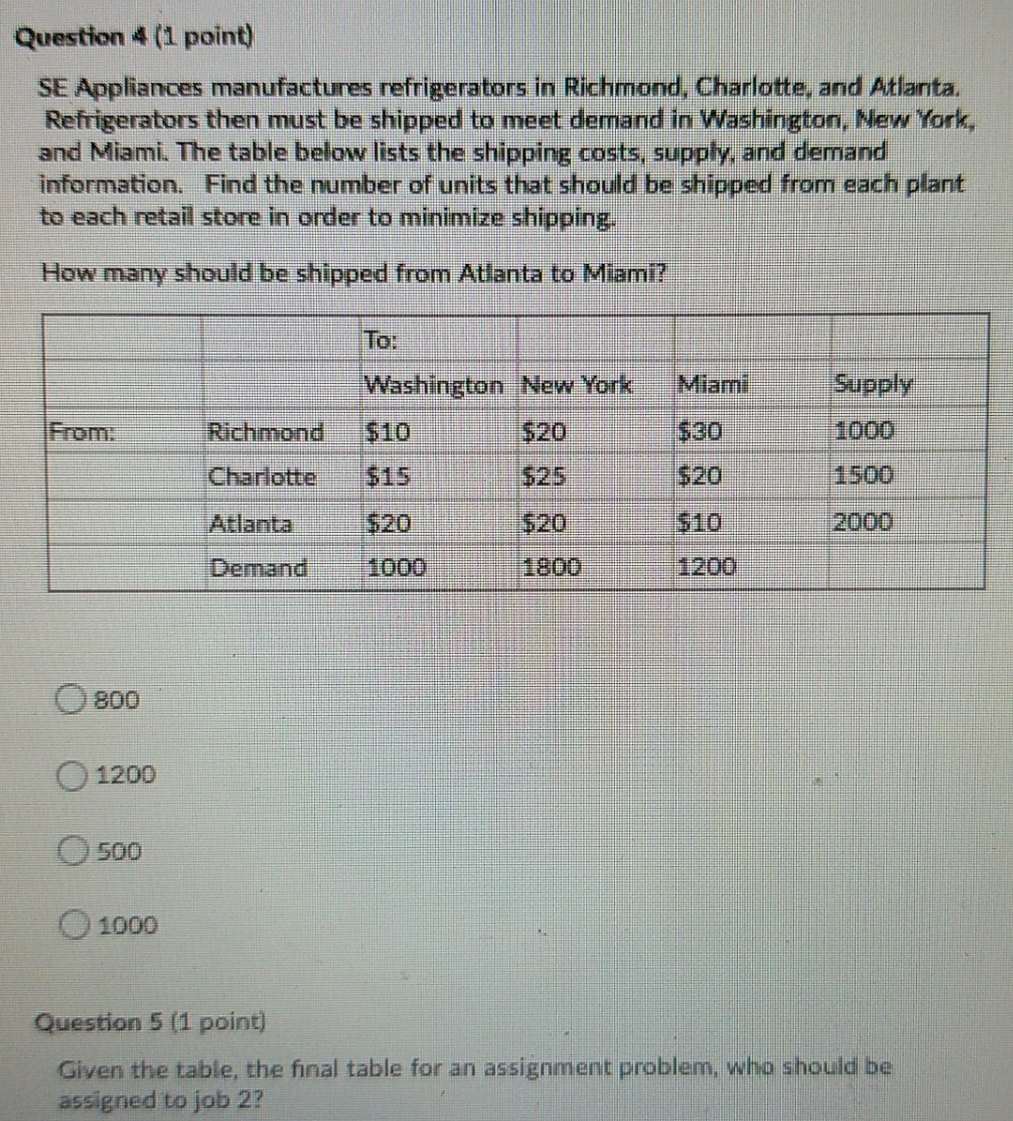 answer question Question 4 (1 point) SE
