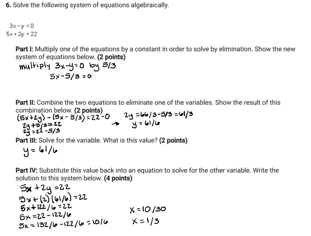 6. Solve the following system of equations