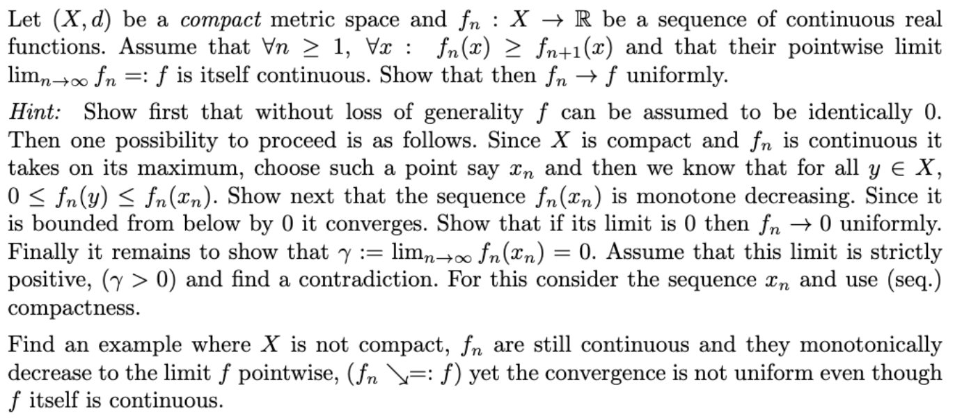 Let (X , d) be a compact metric space and fn : X
