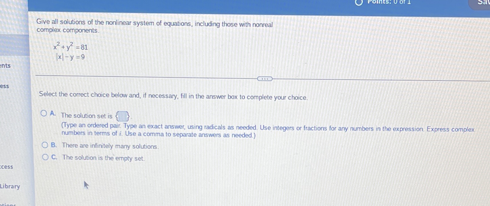 Points. U of 1 Sal Give all solutions of the