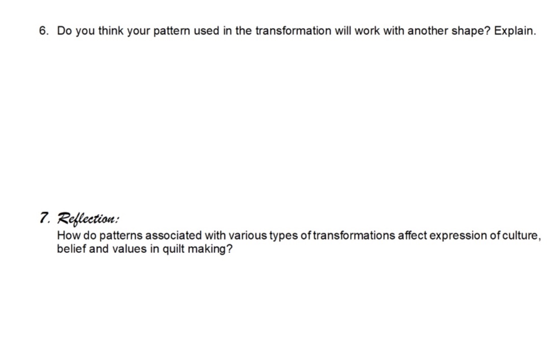 6. Do you think your pattern used in the
