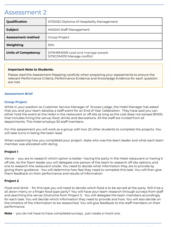 Assessment 2 Qualification SIT50122 Diploma of