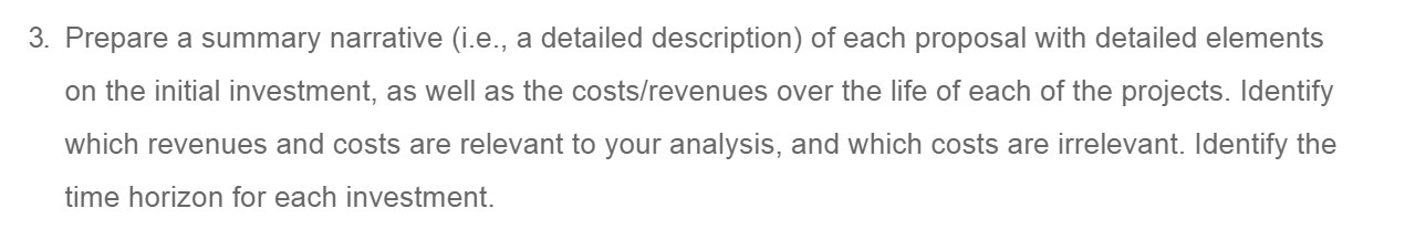 3. Prepare a summary narrative (i.e., a detailed