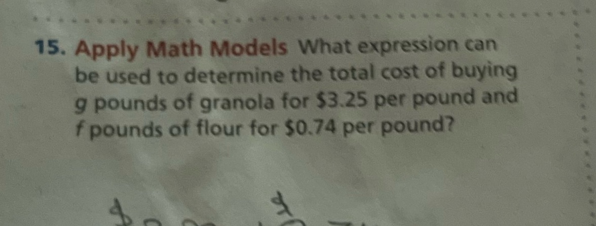 15. Apply Math Models What expression can be used