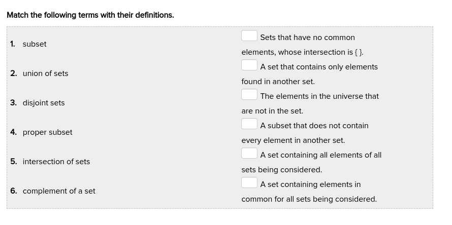 Part 1 1. Match the following terms with their