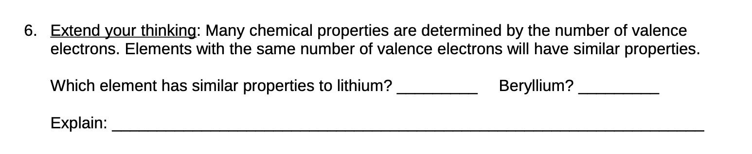 6. Extend your thinking: Many chemical properties