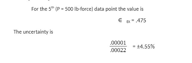 For the 5th (P = 500 lb-force) data point the