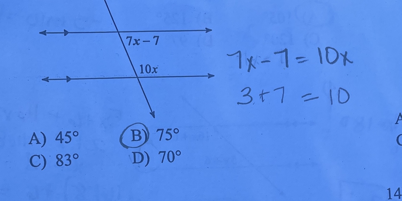 Please help and explain 7x- 7 10x 7 x - 7 = 10x