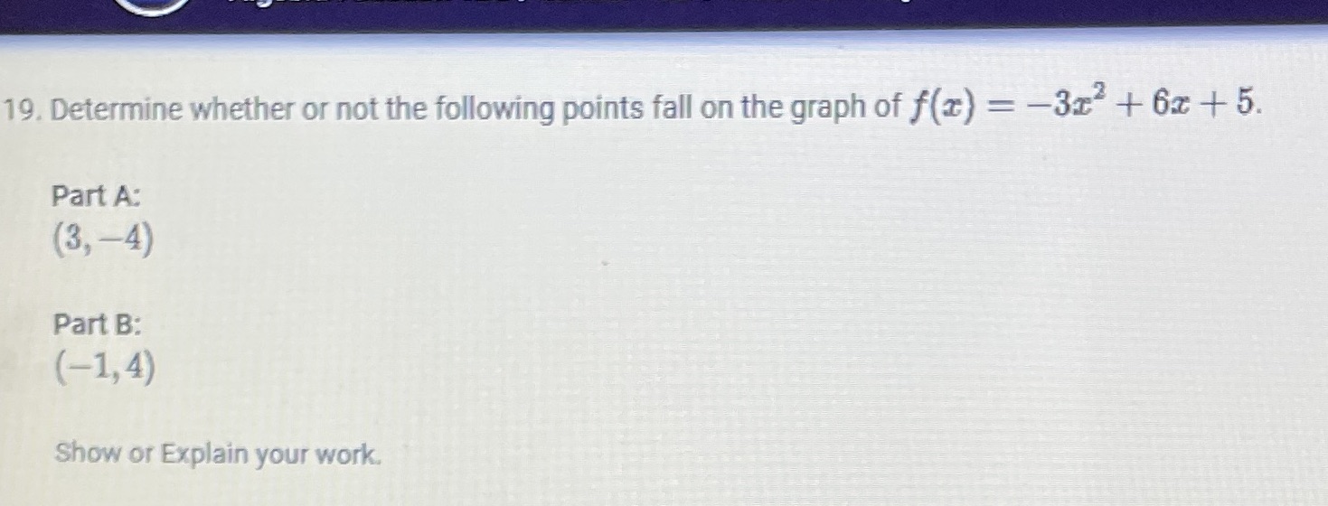 19. Determine whether or not the following points