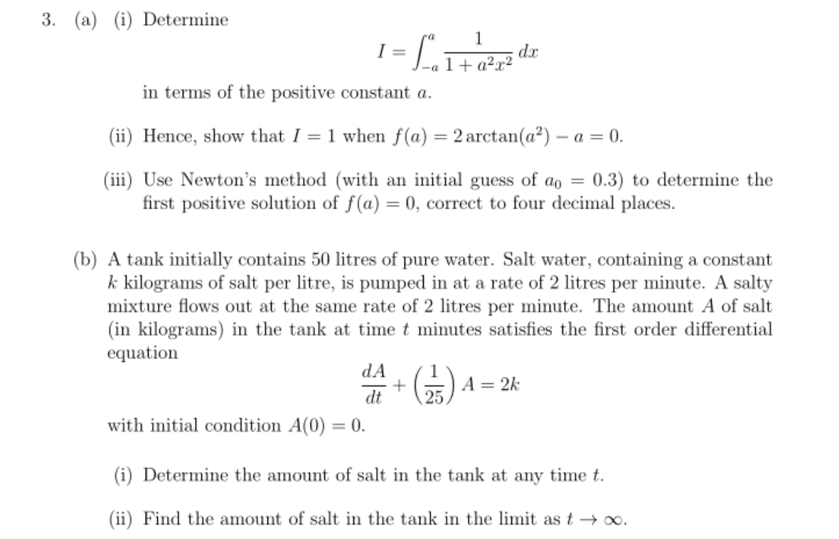 Please answer all questions! Thanks. 3. (a) (i)