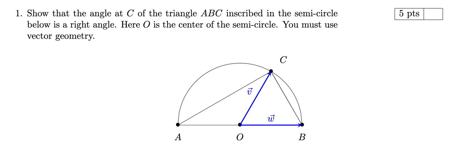 1. Show that the angle at C of the triangle ABC