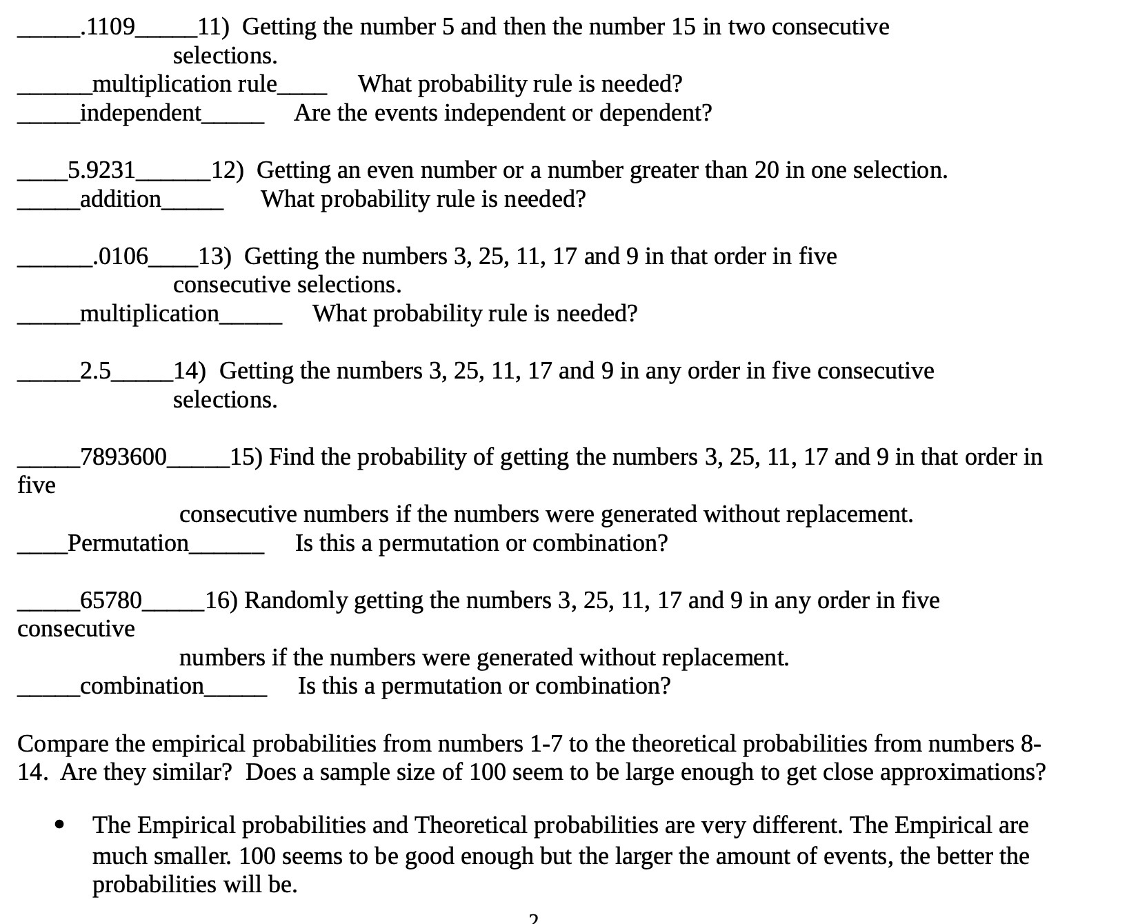 .1109 11) Getting the number 5 and then the